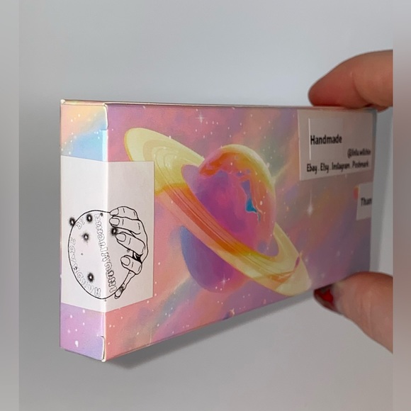 Hand painted press on nails // Long coffin shape // 20 nails // 10 sizes - Picture 16 of 17